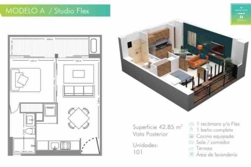 Bambu Residencial Torre Diamante Estudio Flex De Lujo Apartamento